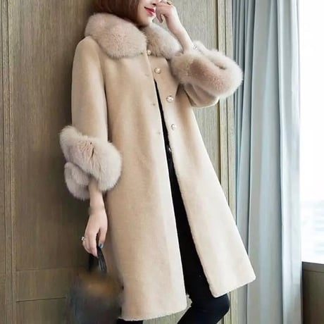 ファーロールアップ ウールコート 4色展開