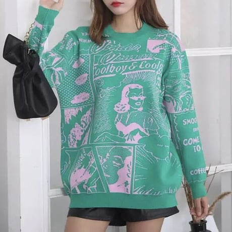 コミックデザイン ニット 2色展開