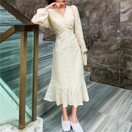 フレンチ フルスリーブ ワンピース 2色展開