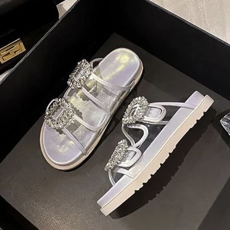 ダブルビジュー クリアバンドサンダル 3色展開