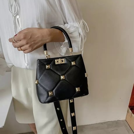 2way ゴールドスタッズ バケットバッグ 3色展開