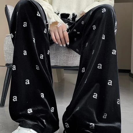 シルバーラメデザイン ベロアパンツ