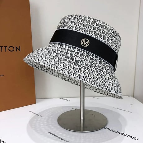 ストーンロゴ クロスストローハット 2色展開