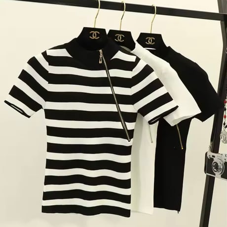 ジッパースリムサマーニット 3色展開