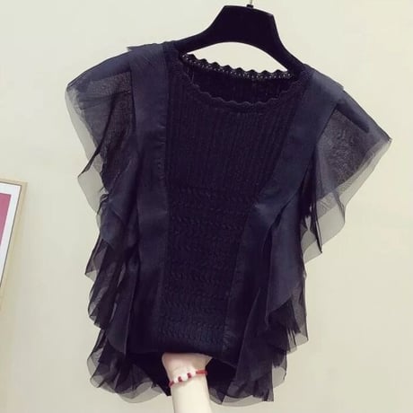 フリルステッチ ノースリーブニット 2色展開