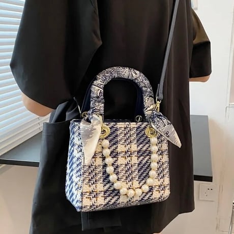 スカーフパール ツイードバッグ 3色展開