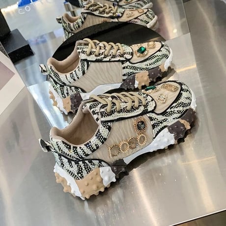 カラーソール ビジューパールスニーカー 3色展開