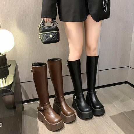 ダブルベルト ハイソールブーツ 2色展開