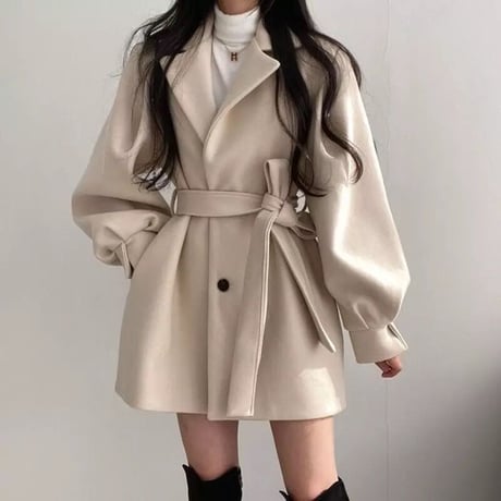 バルーンスリーブ ウールトレンチコート 2色展開