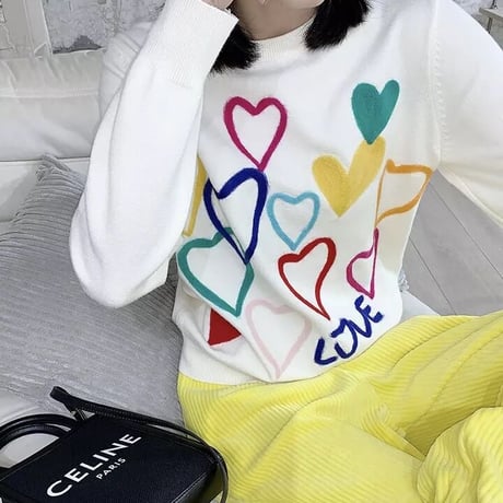 ポップカラー ハートニット 2色展開