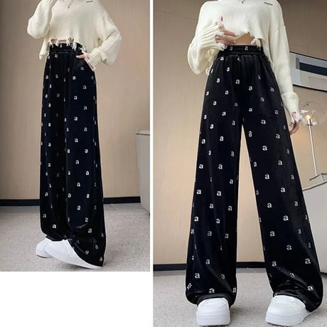 シルバーラメデザイン ベロアパンツ