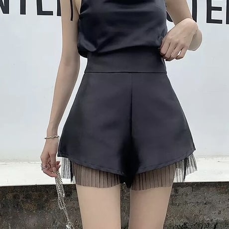プリーツレースヘム ショートパンツ