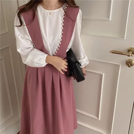 サイドパールライン ワンピース 2色展開
