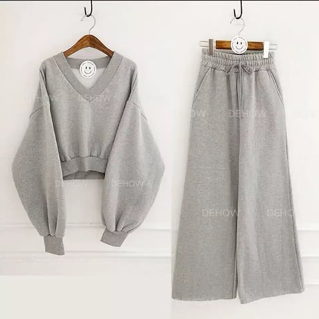 ドロップスリーブ スウェットセットアップ 2色展開
