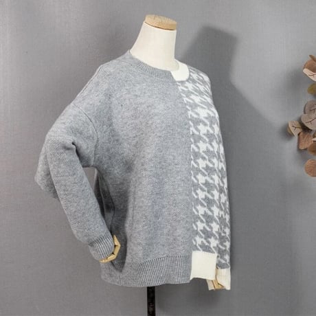 ハーフ千鳥デザイン ニット 2色展開