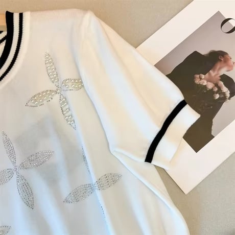 パールストーンクロス サマーニット 2色展開
