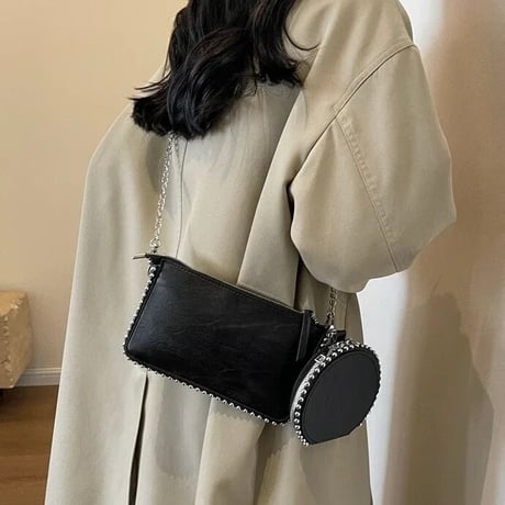 シルバーリベット ダブルバッグ 4色展開