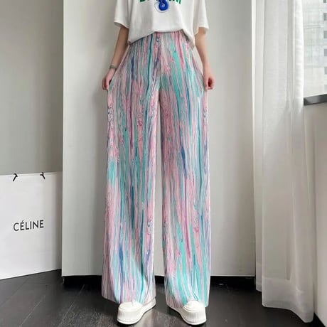 マーブルストライプ リブパンツ 2色展開