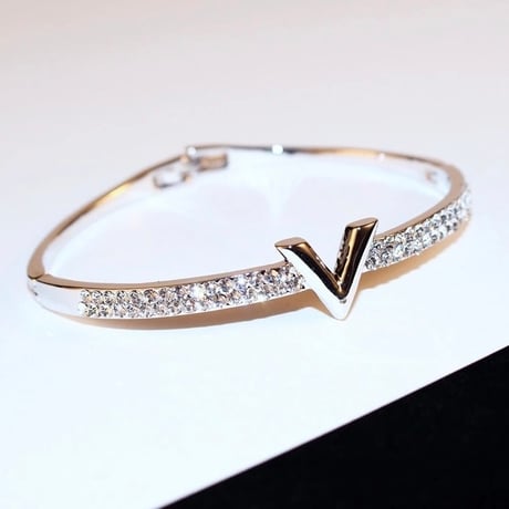 【Rosegold即納】Vデザイン ジュエリーブレスレット 2色展開