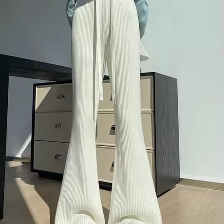 ヘムレースリブニットパンツ 3色展開