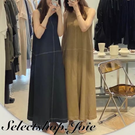 ノースリーブ ステッチサンワンピース 2色展開