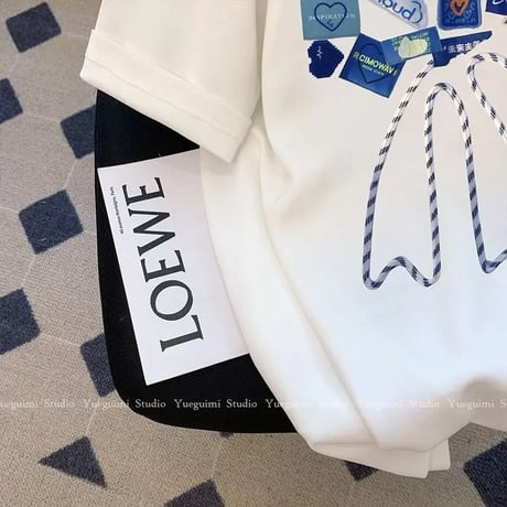 ブルーデザイン コットンTシャツ
