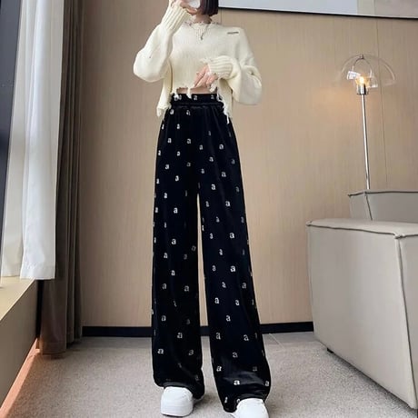 シルバーラメデザイン ベロアパンツ