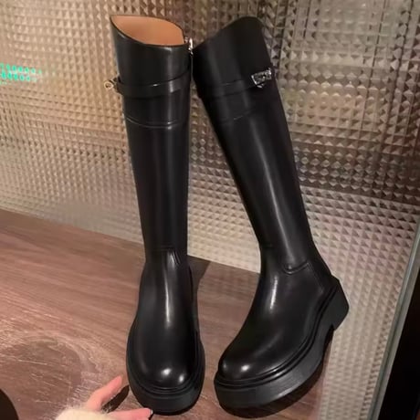 ラウンドトゥレザーブーツ 2色展開