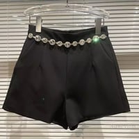 【Sサイズ即納】ビジューライン ハイウエストショートパンツ