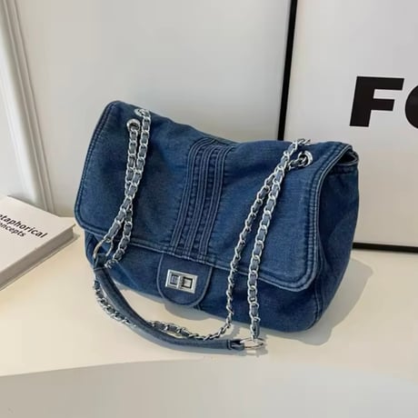 ビッグデニムチェーンバッグ 2色展開