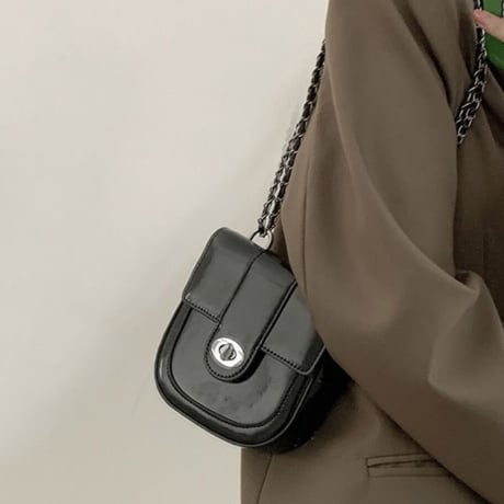 ハーフサークル シルバーチェーンバッグ 2色展開