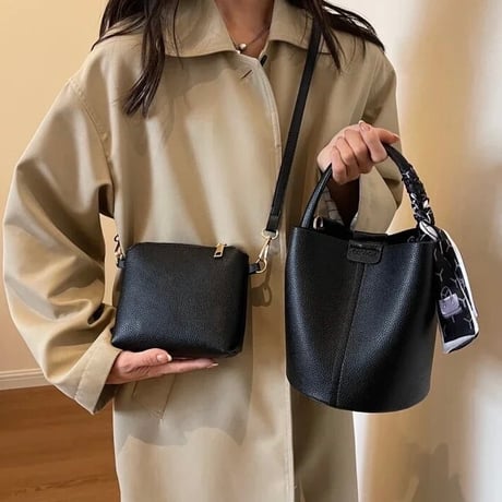 2way レザーバケットバッグ 2色展開