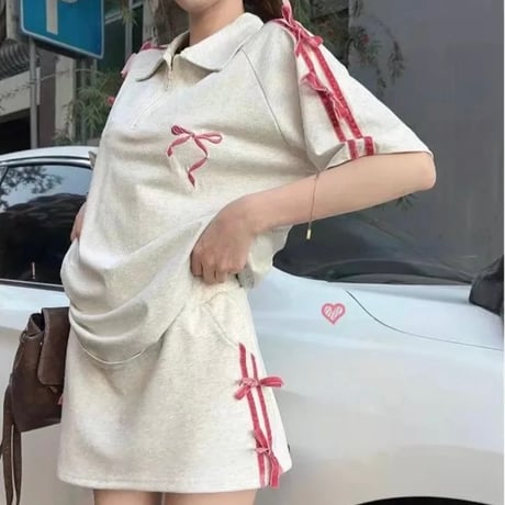 【Tops着丈2種類】リボンラインセットアップ