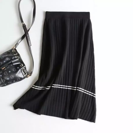 リブニットラインスカート 2色展開