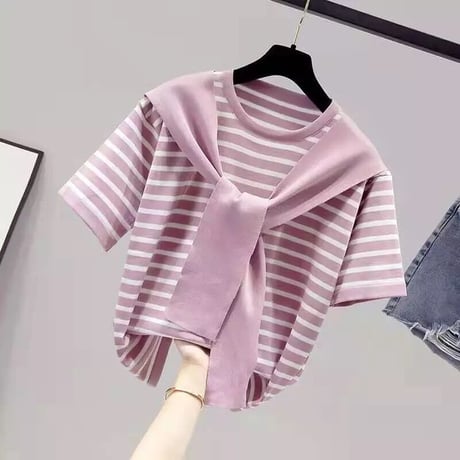 フェイクセット ボーダートップス 3色展開