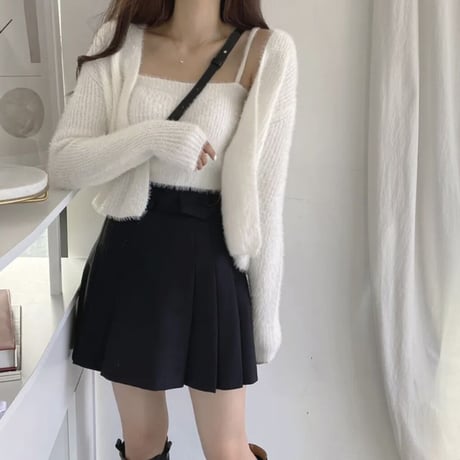 モヘアカーディガン キャミソールセット 2色展開