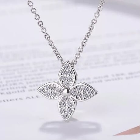 キュービックジルコニア フラワーネックレス 2色展開