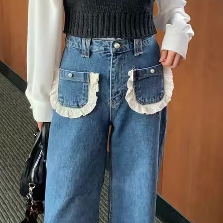 レースポケットデニムパンツ