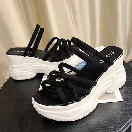 レースアップ ハイソールサンダル 3色展開
