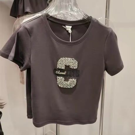 ビジューロゴプリントTシャツ 3色展開