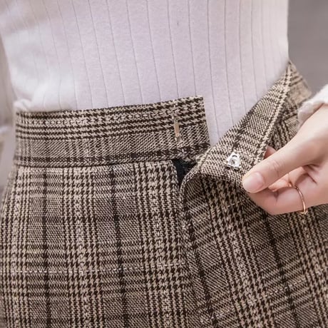 ハイウエストチェック ワイドパンツ