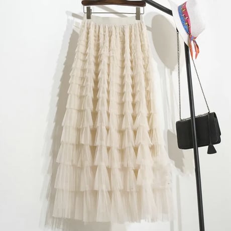 ロングチュールスカート 12色展開