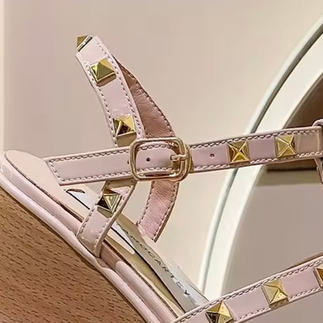 ウッドソールゴールドスタッズサンダル 3色展開