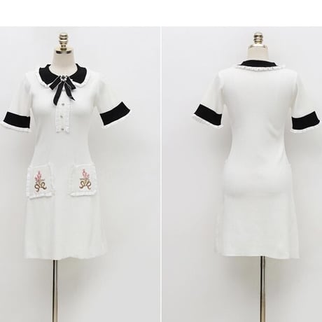 フリルパッチワーク バイカラーワンピース 2色展開
