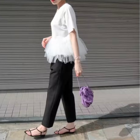 ドットメッシュティアードTシャツ 2色展開