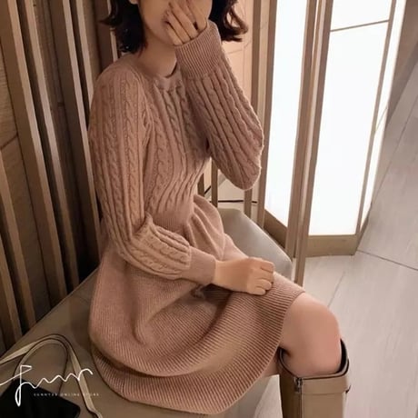 ケーブル切り替えデザイン ワンピース 3色展開