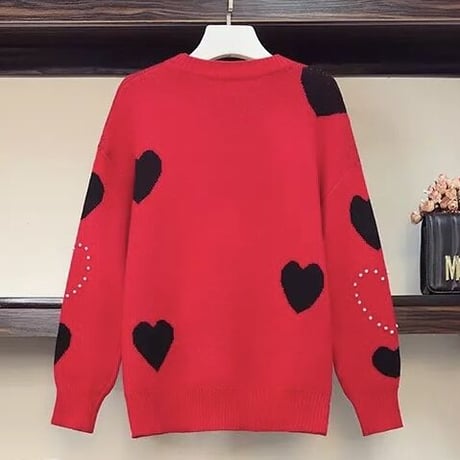 パールモチーフ ハートニット 3色展開