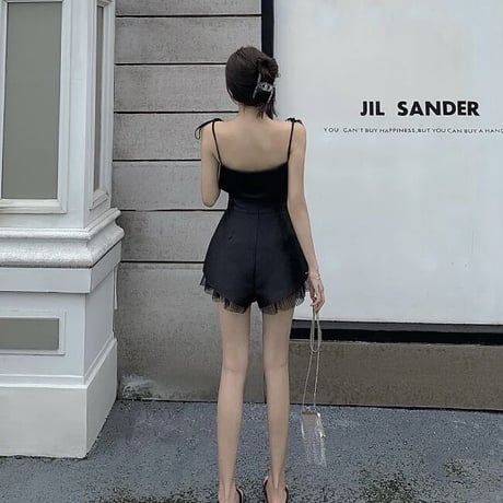 プリーツレースヘム ショートパンツ