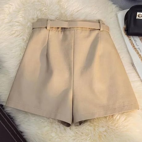 【Beigh Mサイズ即納】ウエストベルトレザーパンツ 3色展開