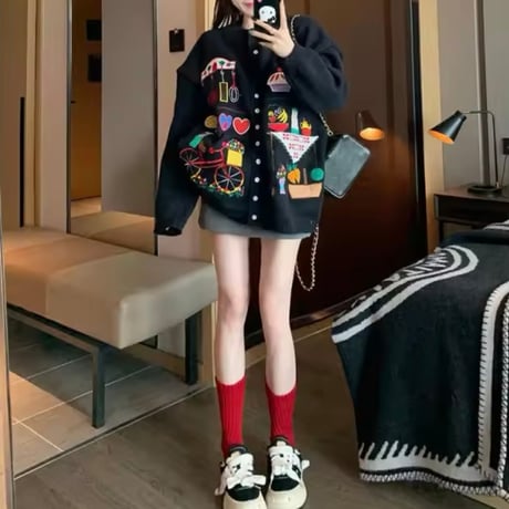 カラフルステッチカーディガン